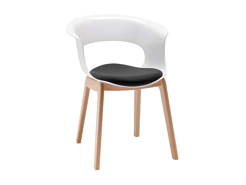 Chaise design avec pieds bois - NATURAL MISS B Antishock avec coussin - déco originale