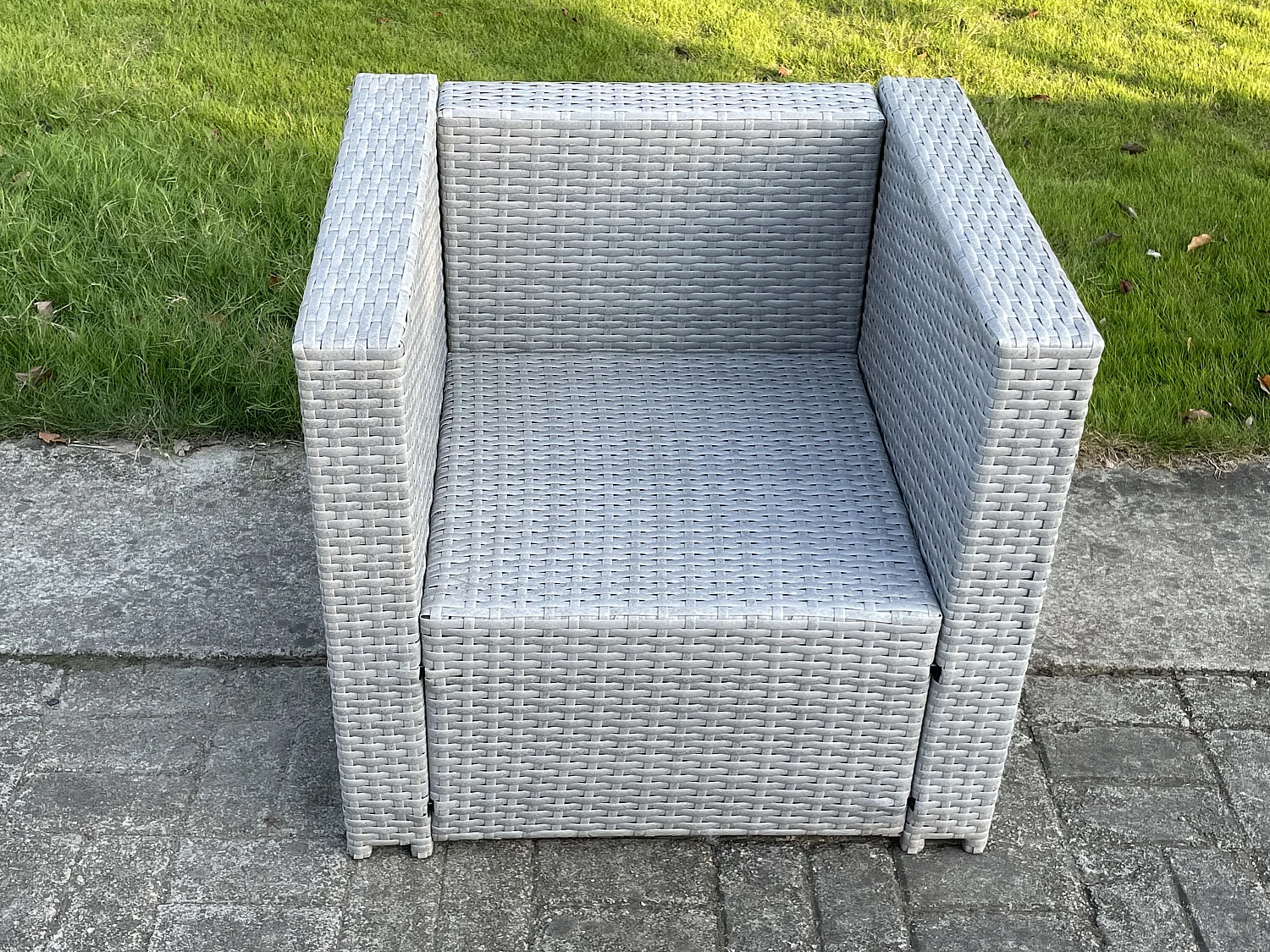 Mobilier de jardin extérieur Fauteuil PE Rotin Canapé Gris Clair