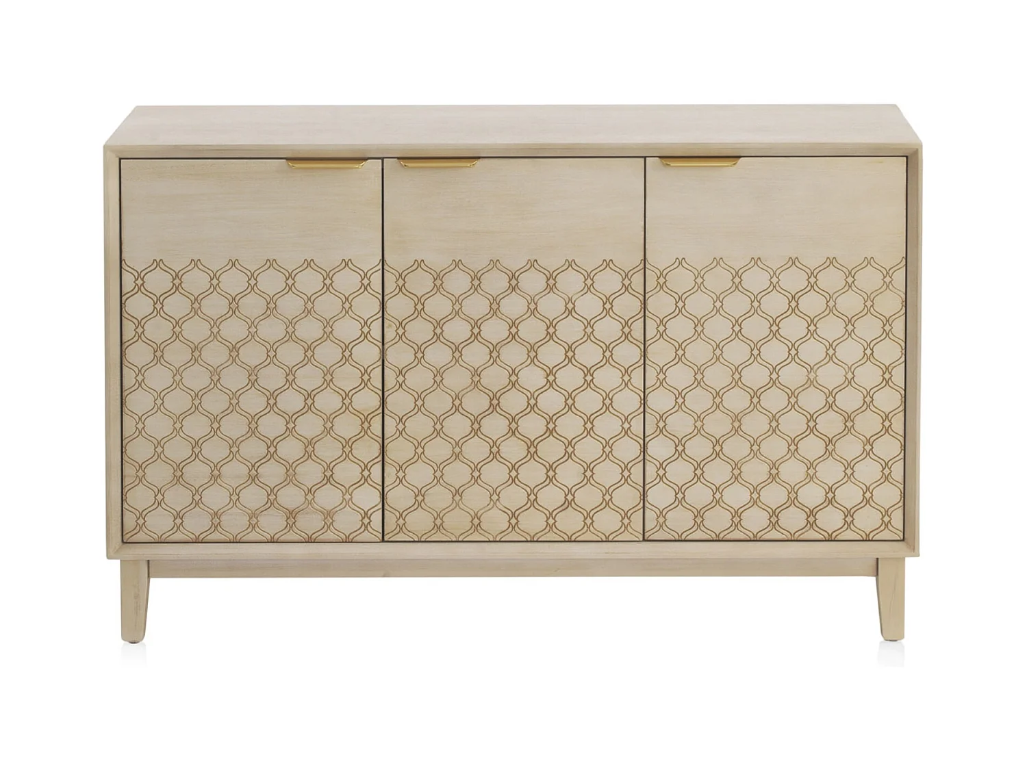 Buffet 3 portes plaqué chêne beige finition beige