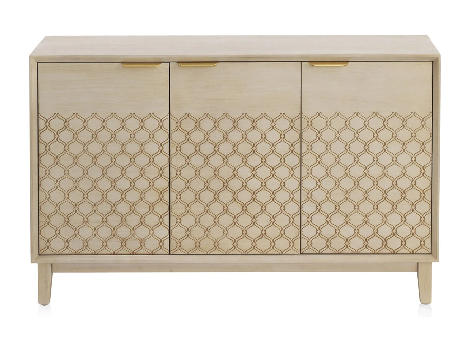 Buffet à 3 portes plaqué en bois de chêne et couleur beige