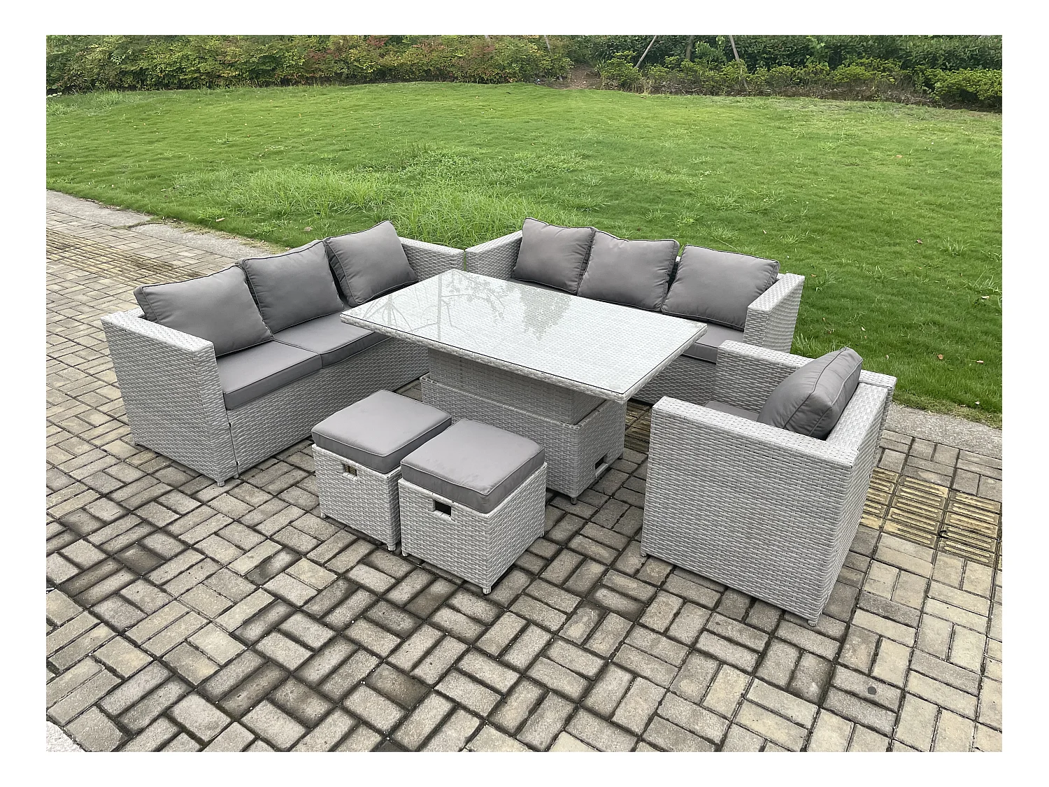 Meubles à manger de jardin en rotin 2 canapé,  et Fauteuil,  Terrasse Intérieure Gris Clair