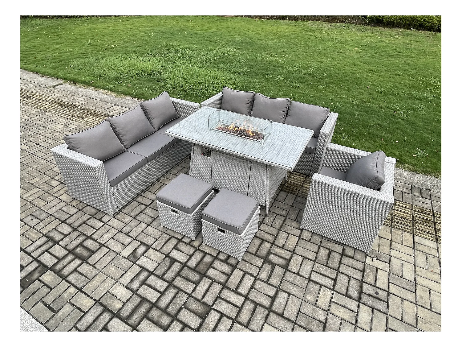 9 places Ensemble Meuble de Jardin en rotin ave 2 canapé et Fauteuil , Intérieure