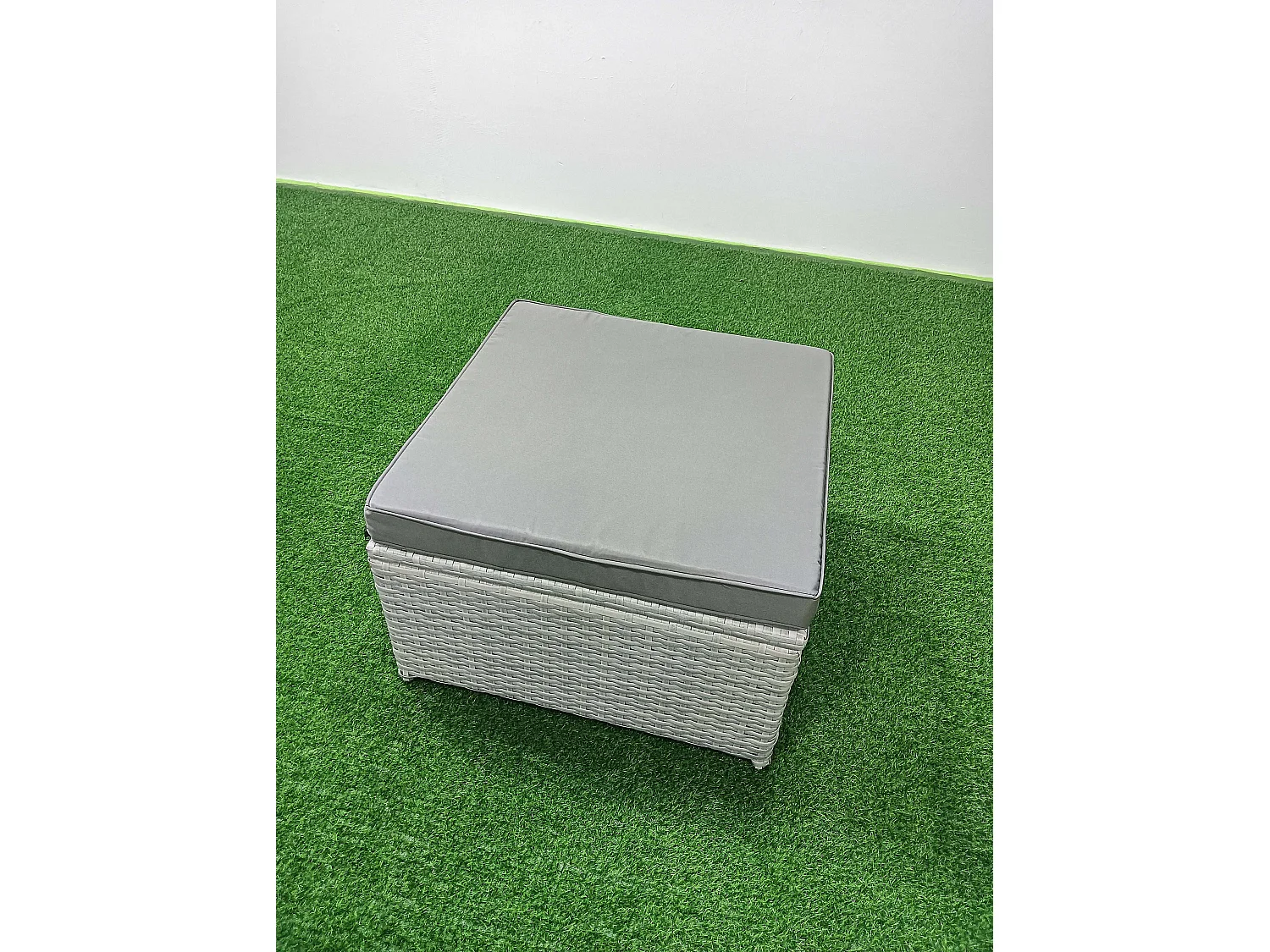 Fimous Light Grey Outdoor PE Rattan Garden Furniture Set Wicker Sofa Set Square Coffee Table 2 Armchair 2 Side Table 9 Seat