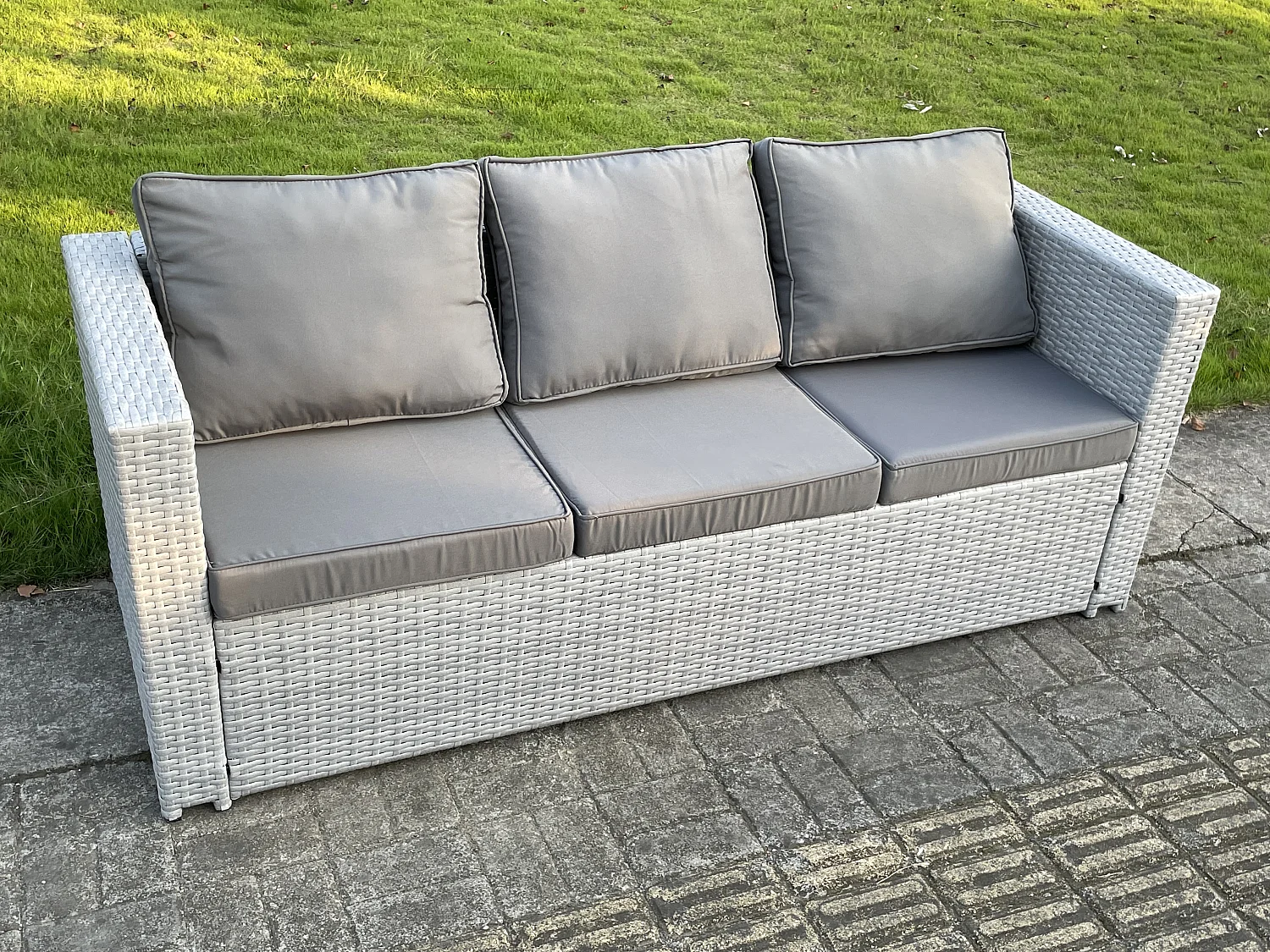 11 places Ensemble Meuble de Jardin en rotin ave 2 canapé et Fauteuil Table d'appoint  Gris Clair