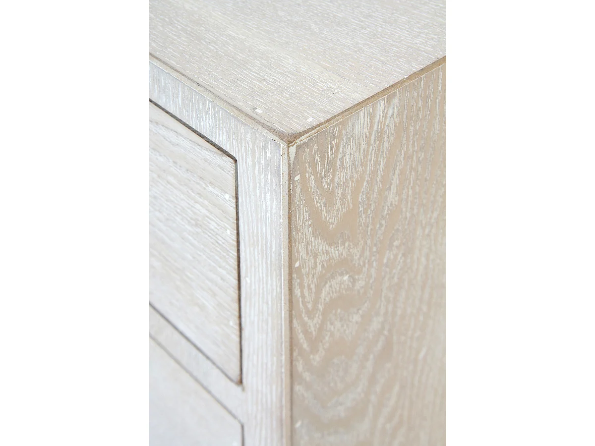 Suffitier à 5 tiroirs plaqué en bois de frêne patiné blanc