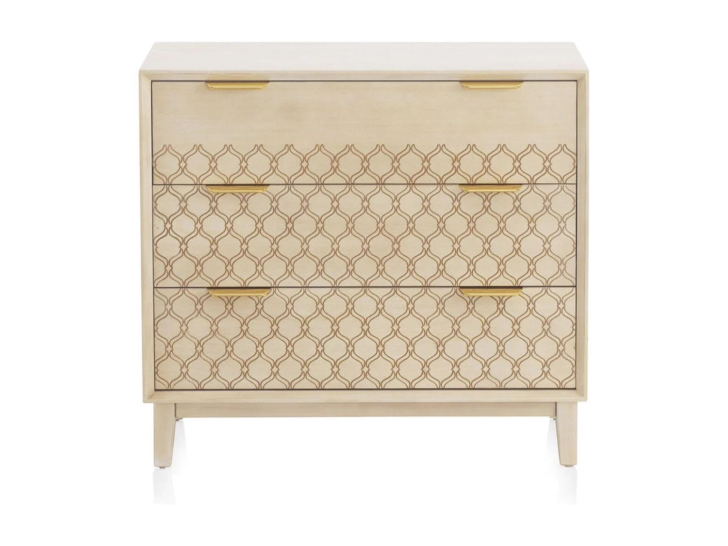 Commode 3 tiroirs plaqué chêne et coloris beige