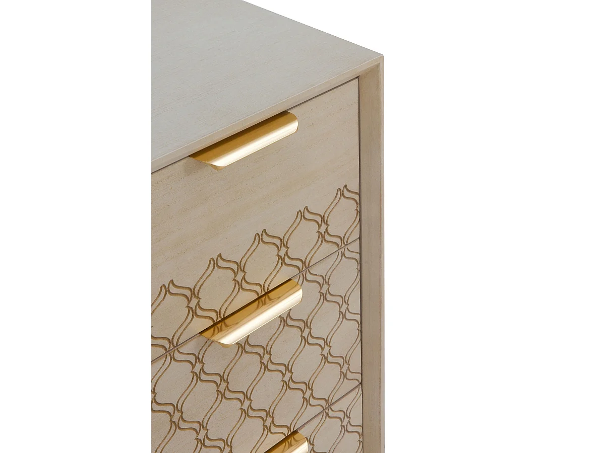 Commode 3 tiroirs plaqué chêne et coloris beige