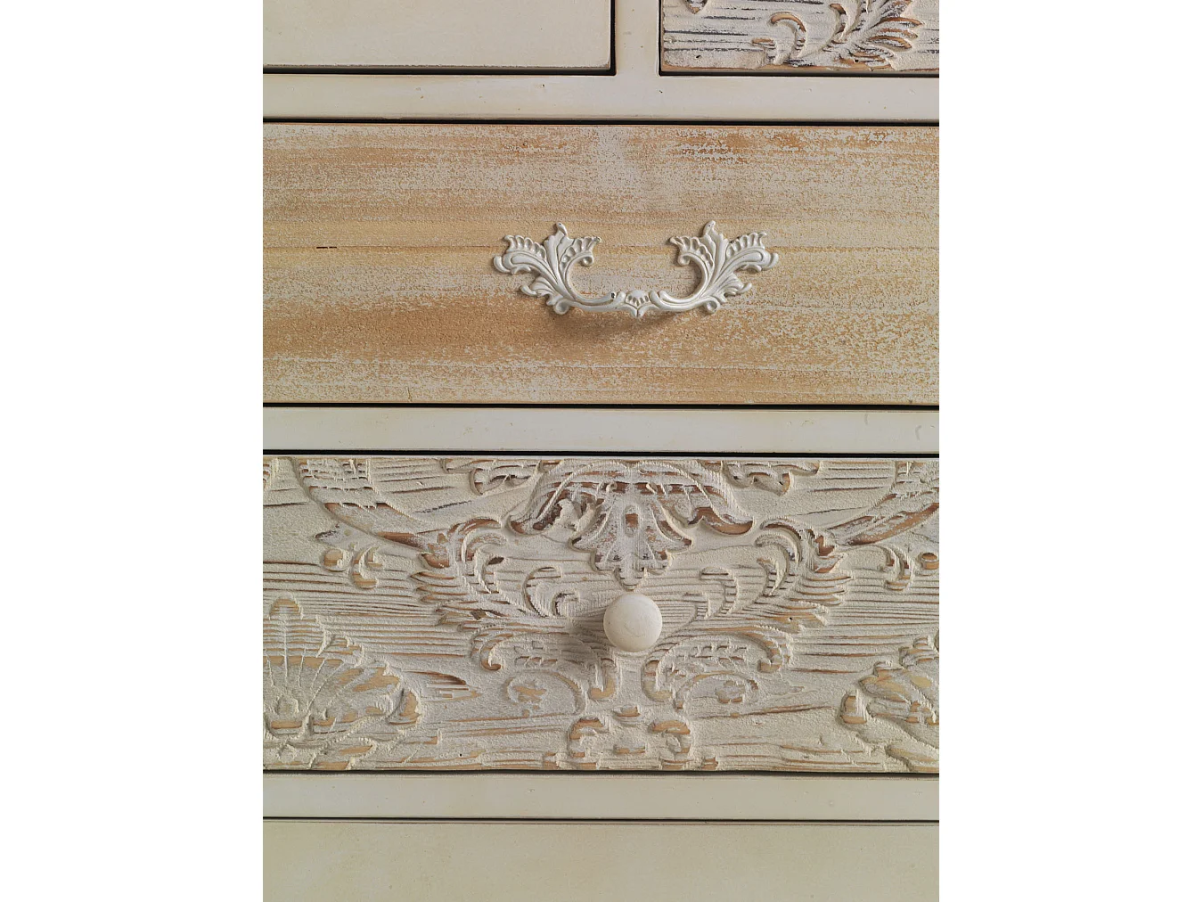 Cómoda folheada a abeto branco com 5 gavetas