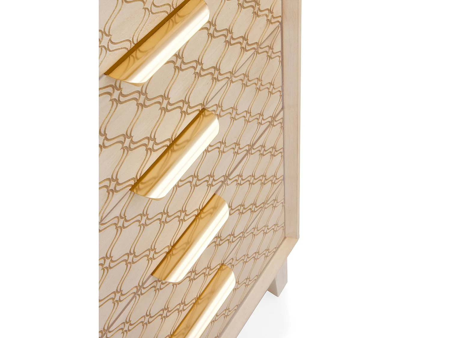 Commode plaquée chêne avec 5 tiroirs et couleur beige