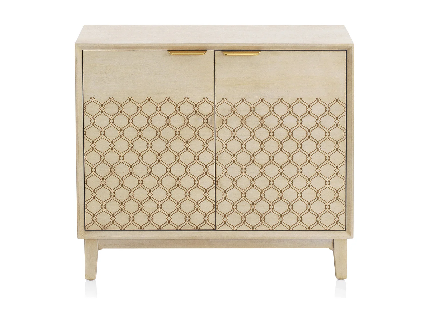 Cómoda folheada a carvalho bege com 2 portas