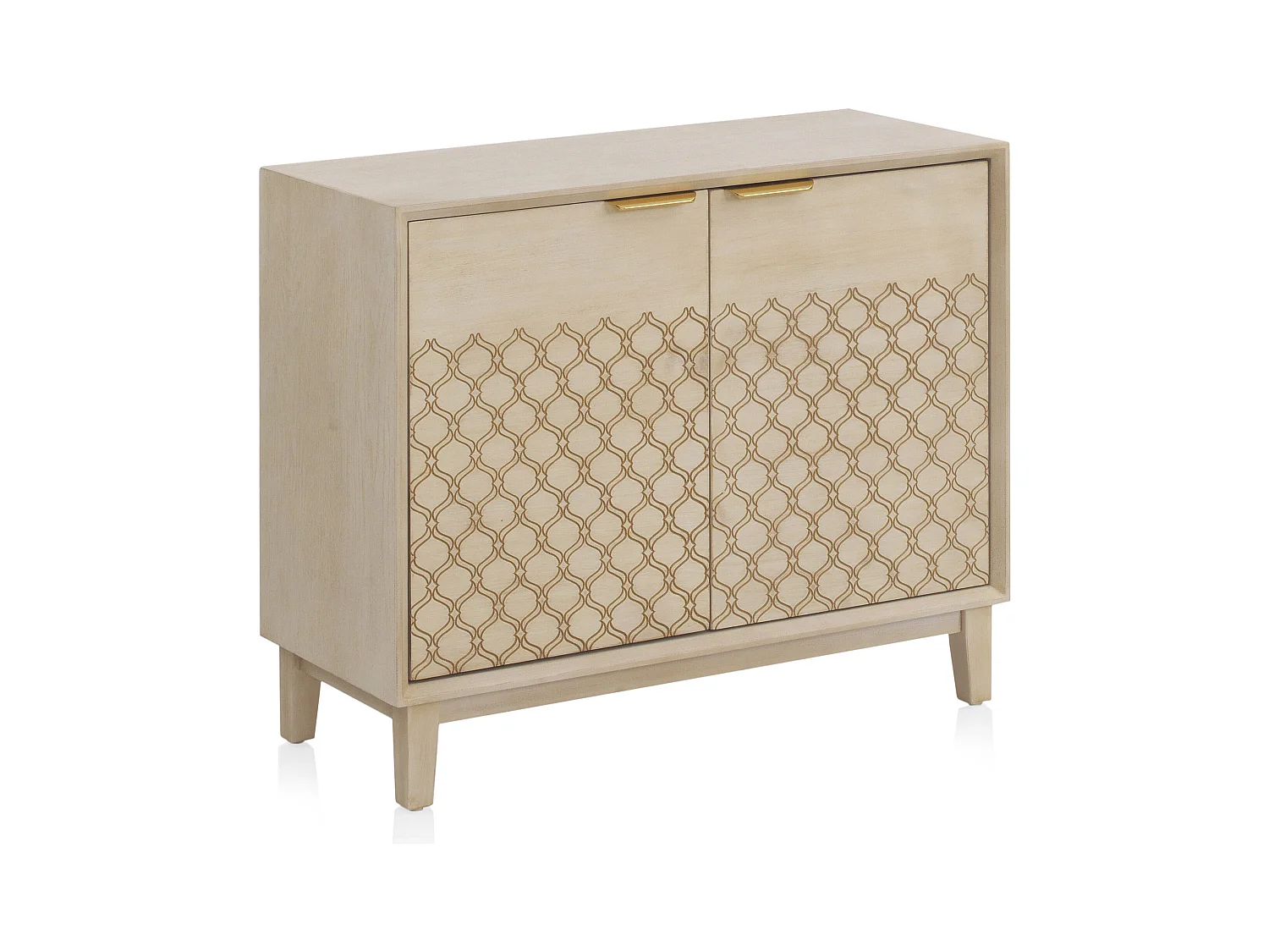 Commode 2 portes en placage chêne beige