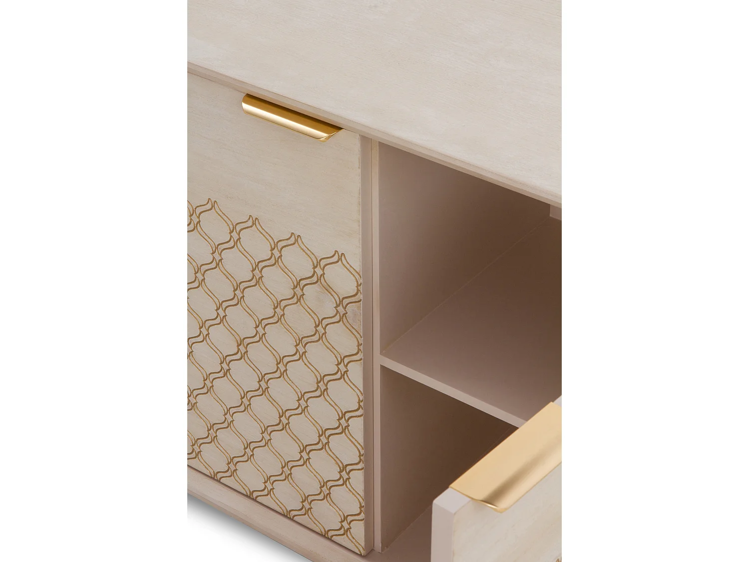 Cómoda folheada a carvalho bege com 2 portas