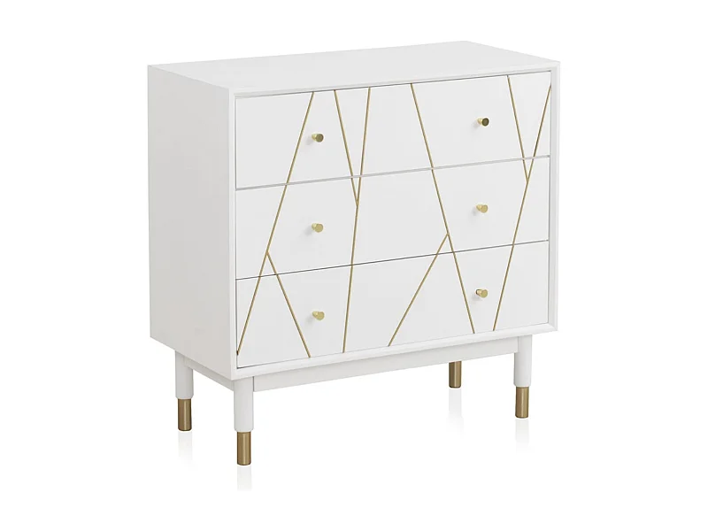 Kommode mit 3 weiß lackierten Schubladen