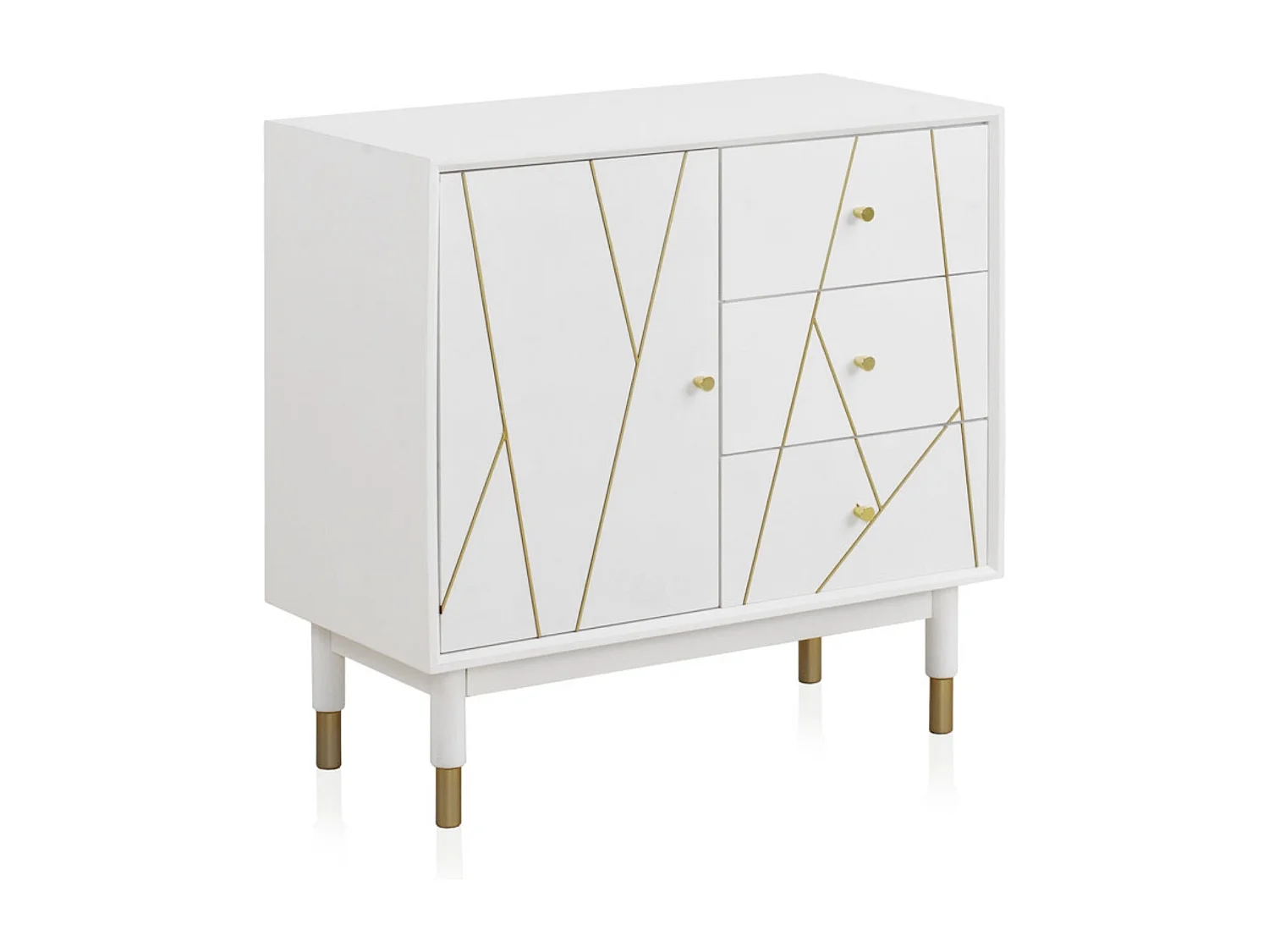 Cómoda con 3 cajones y 1 puerta lacada en blanco