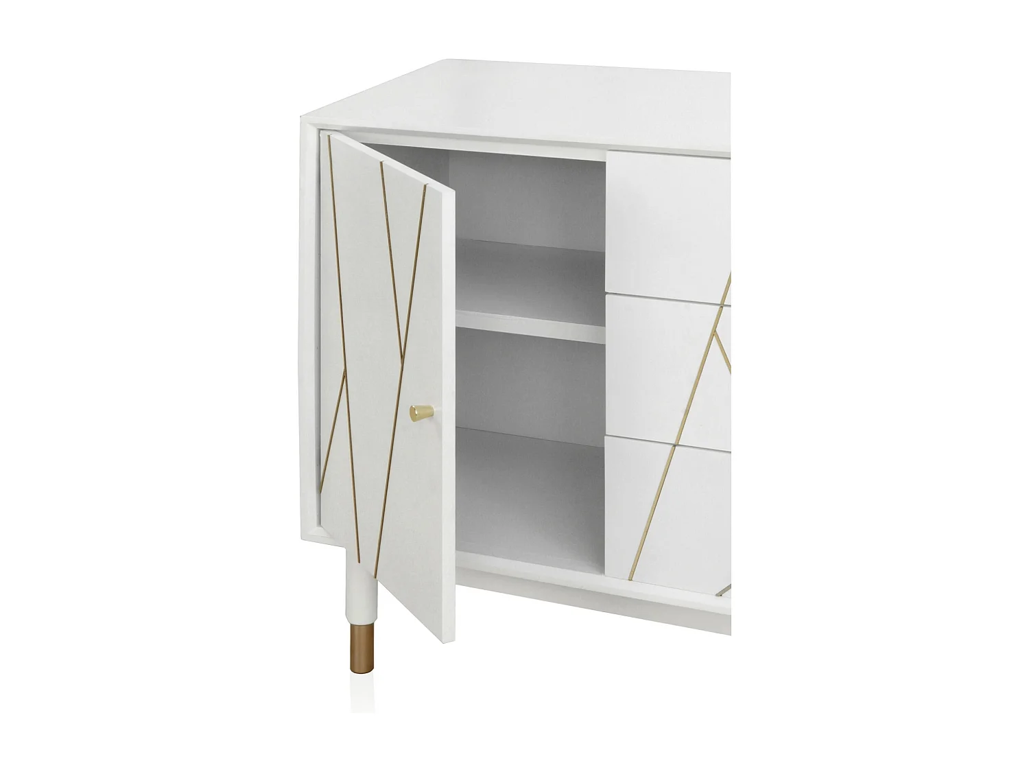 Cómoda con 3 cajones y 1 puerta lacada en blanco