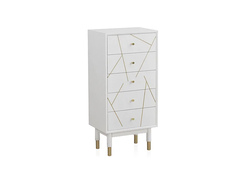 Sinfonier mit 5 weiß lackierten Schubladen