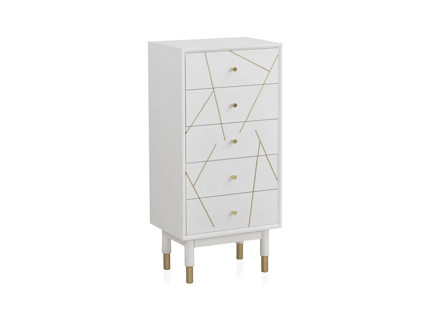Commode 5 tiroirs laquée blanche