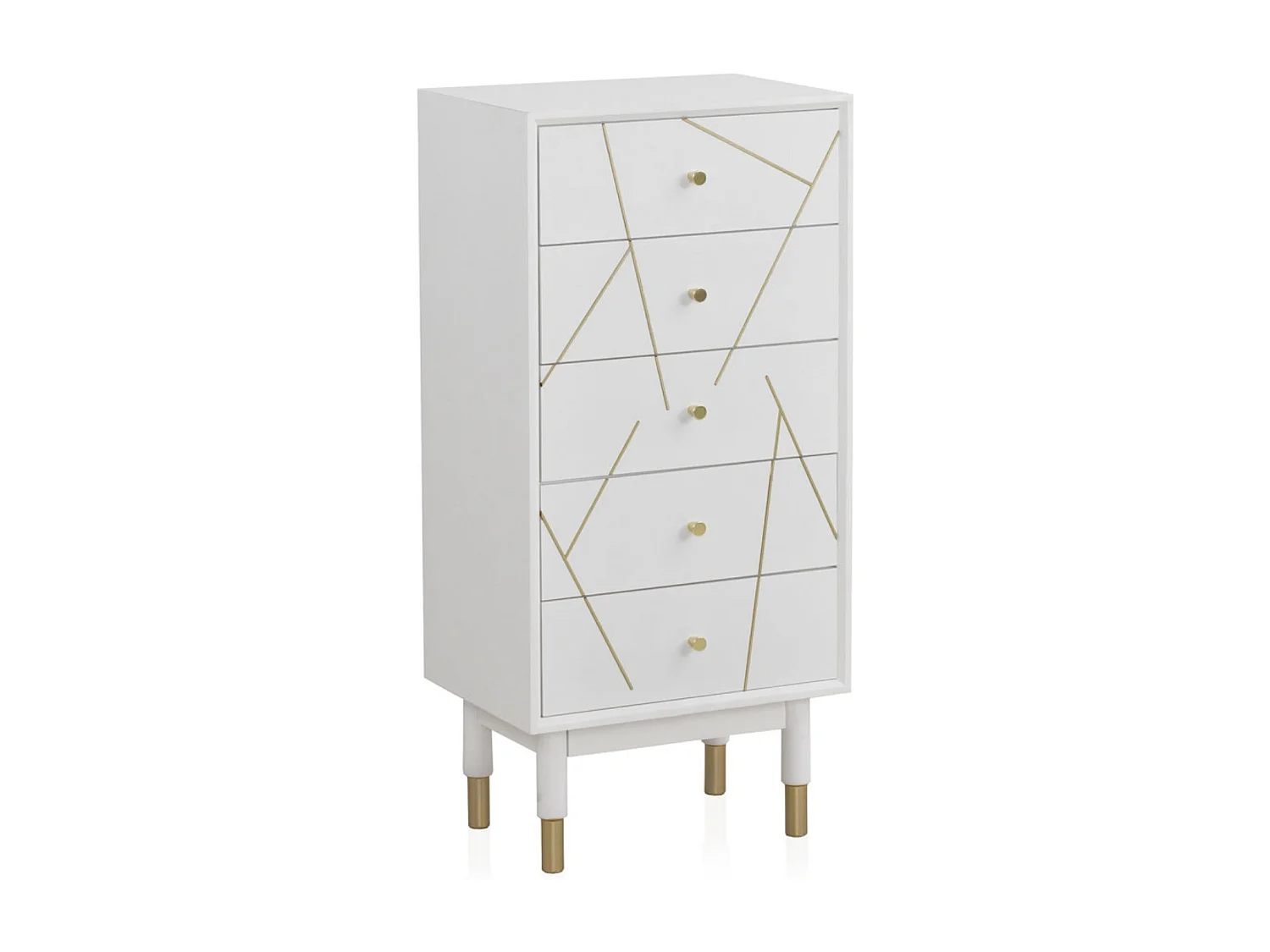 Cómoda lacada branca com 5 gavetas