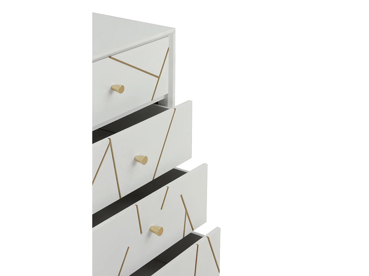 Cómoda lacada branca com 5 gavetas