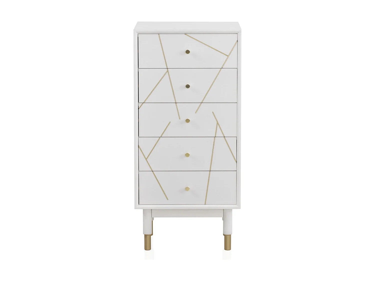 Cómoda lacada branca com 5 gavetas