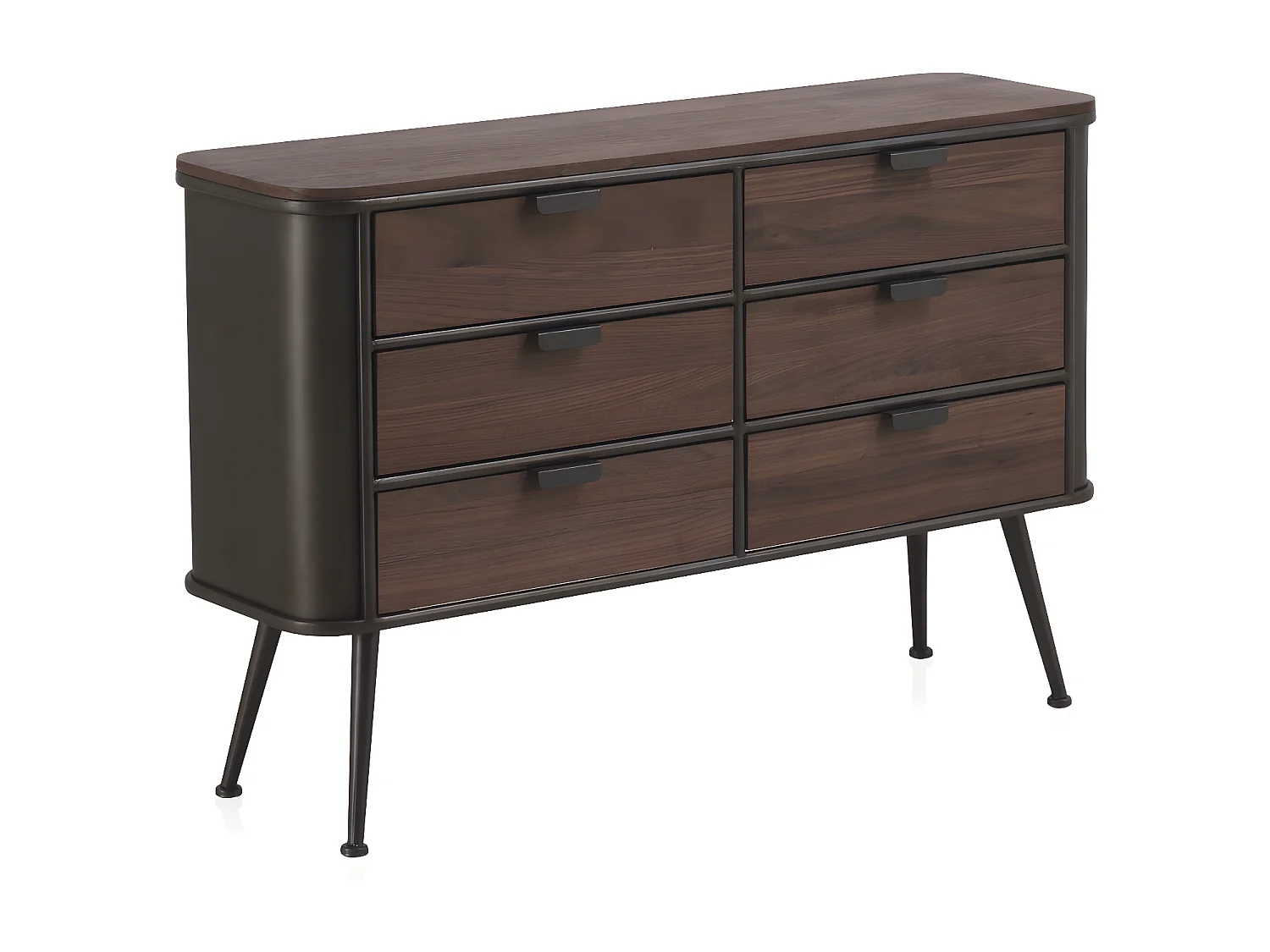 Commode en métal avec 6 tiroirs en sapin