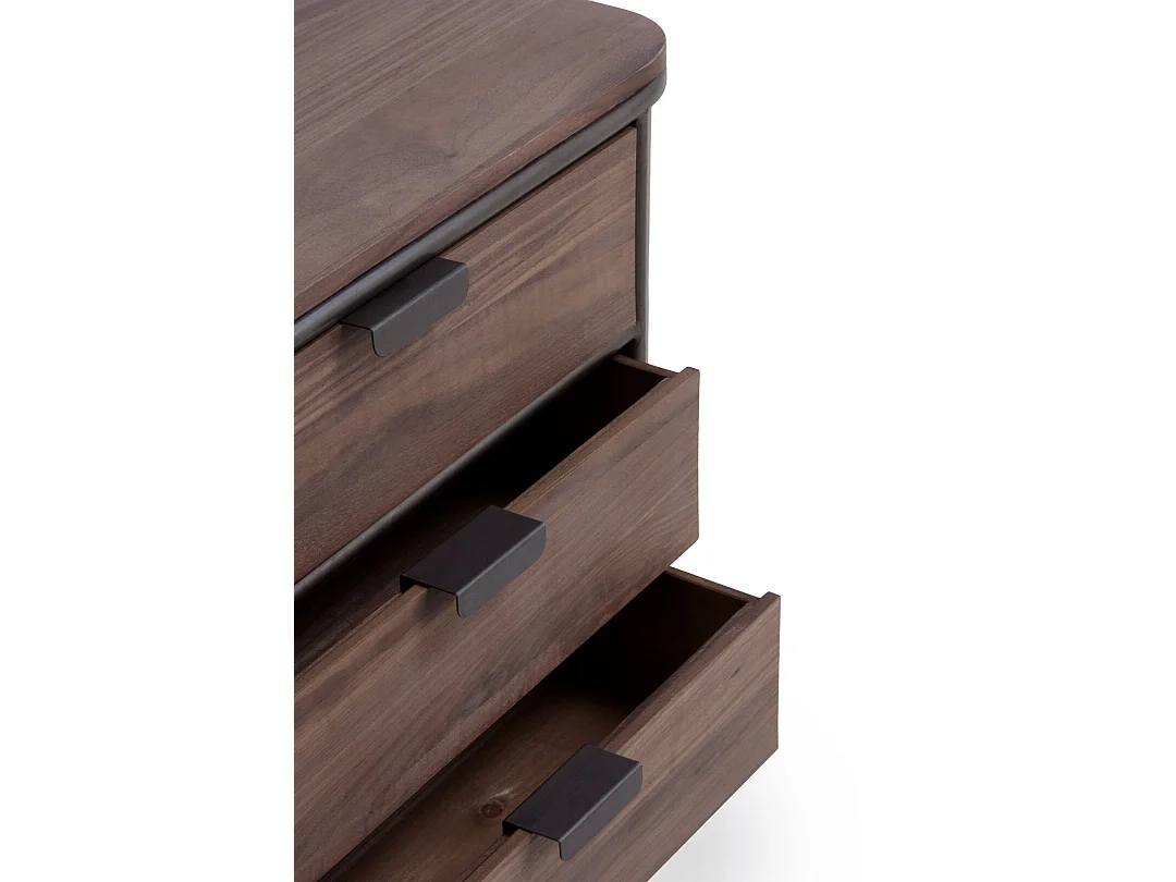 Commode en métal avec 6 tiroirs en sapin