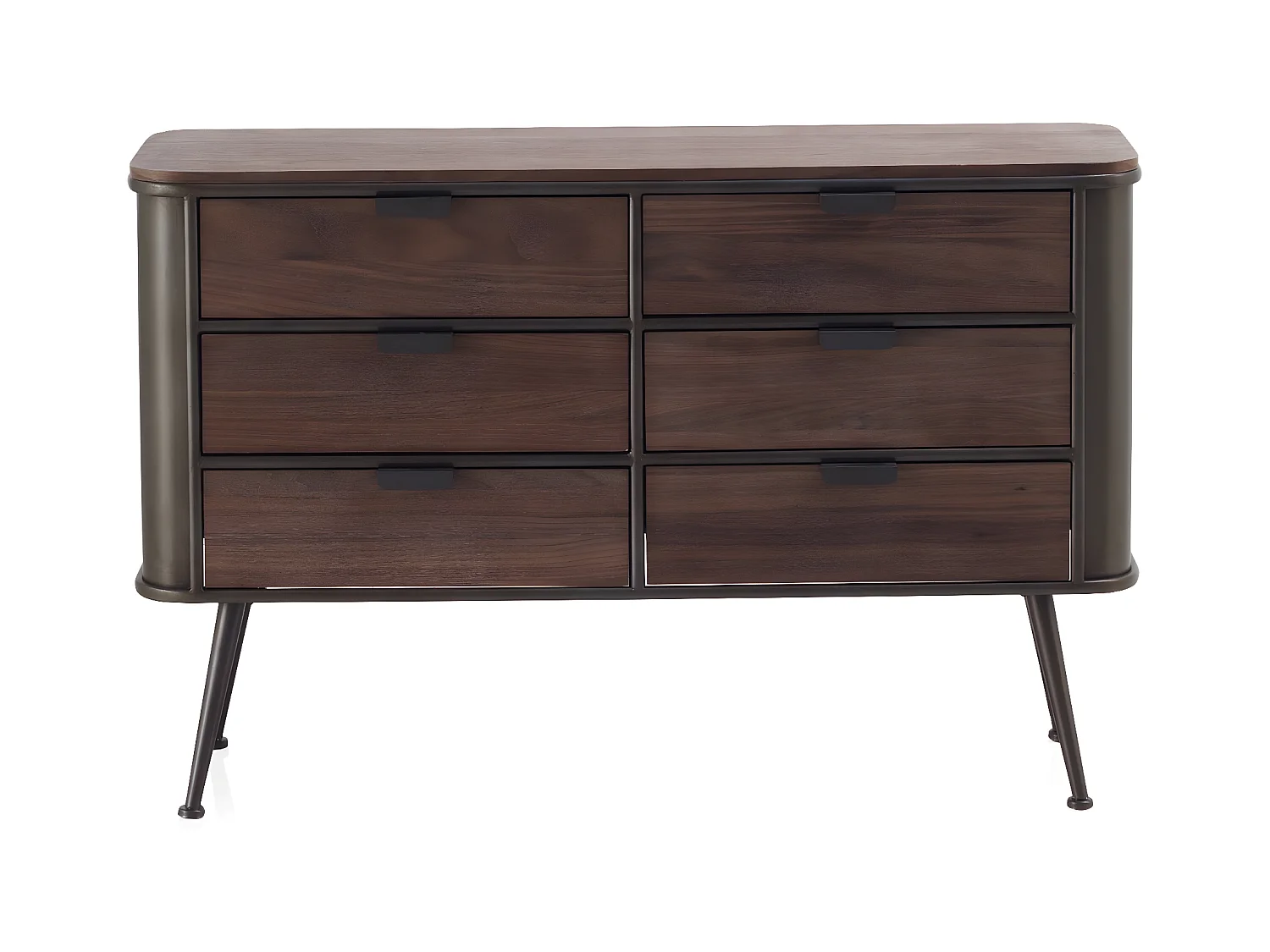 Commode en métal avec 6 tiroirs en sapin
