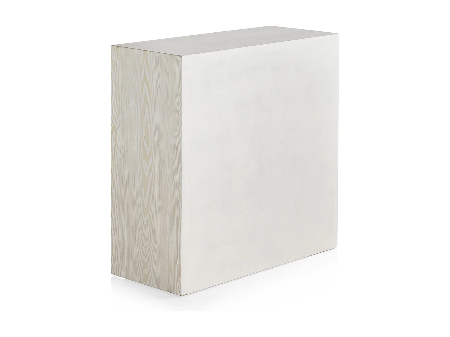Commode à 2 portes en bois de frêne blanc patiné