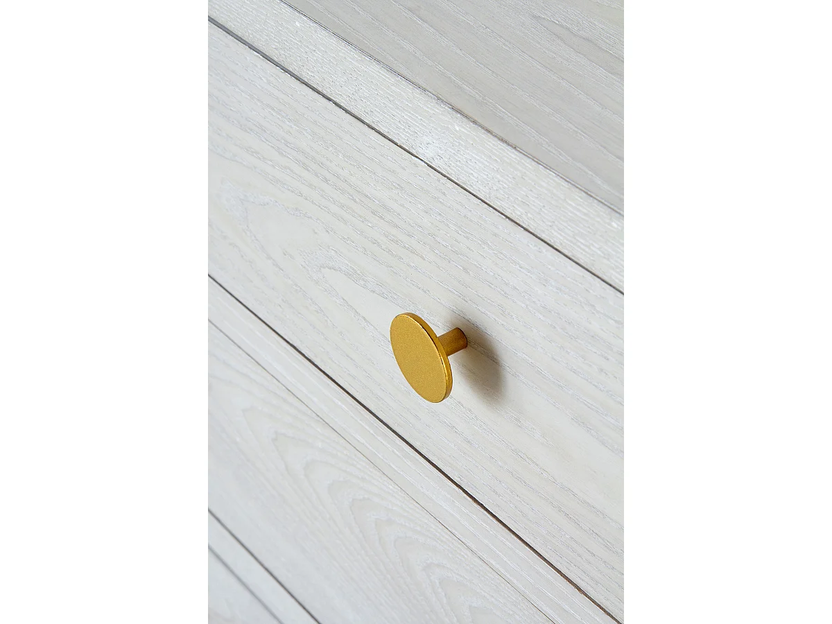 Kommode mit 3 Schubladen aus weißem Eschenholzfurnier, weiß patiniert