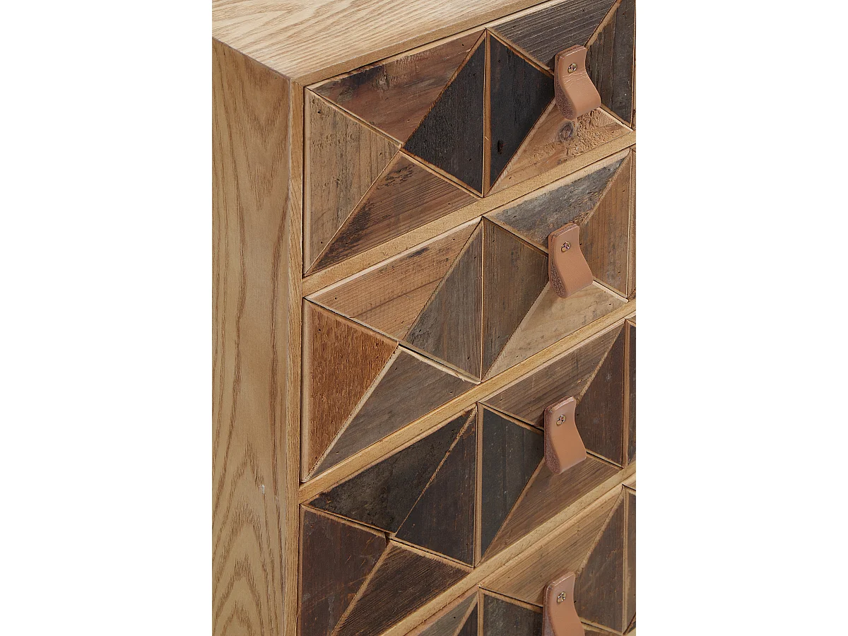 Commode en bois de frêne recyclé avec 5 tiroirs et piètement métallique