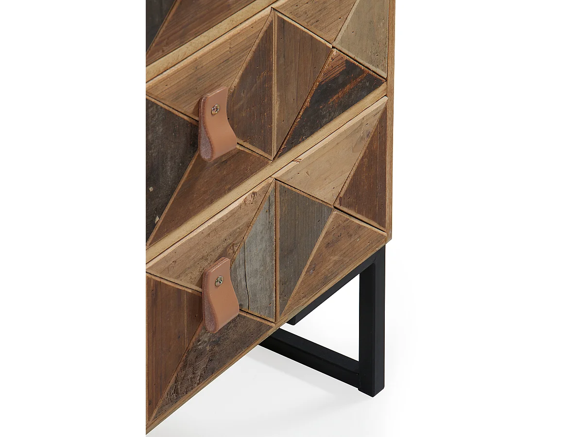 Commode en bois de frêne recyclé avec 5 tiroirs et piètement métallique