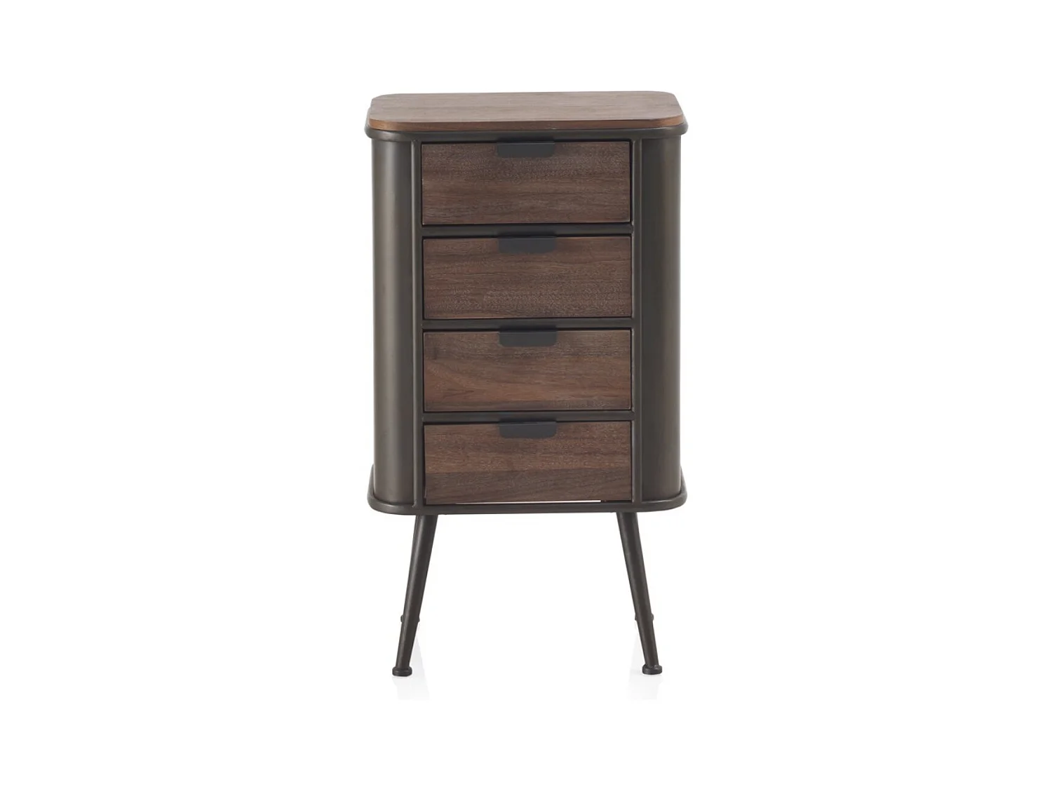 Chiffonnier en métal avec plateau et 4 tiroirs en sapin