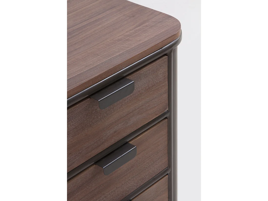 Cassettiera in metallo con piano e 4 cassetti in legno di abete