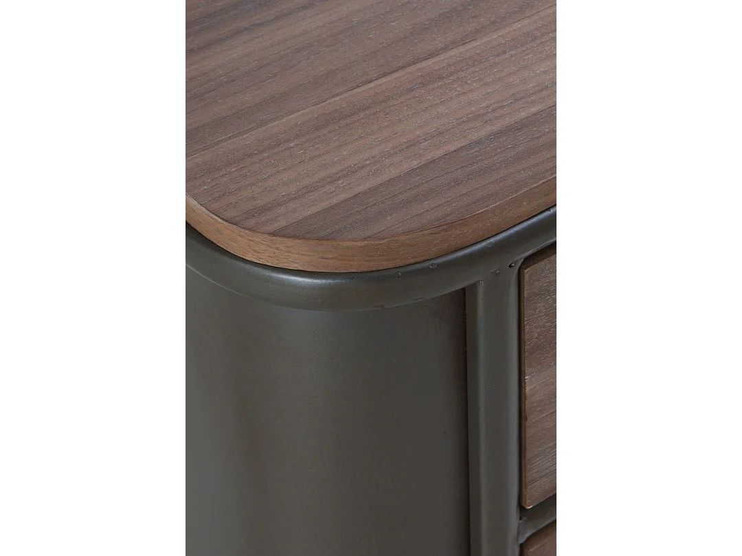 Cassettiera in metallo con piano e 4 cassetti in legno di abete