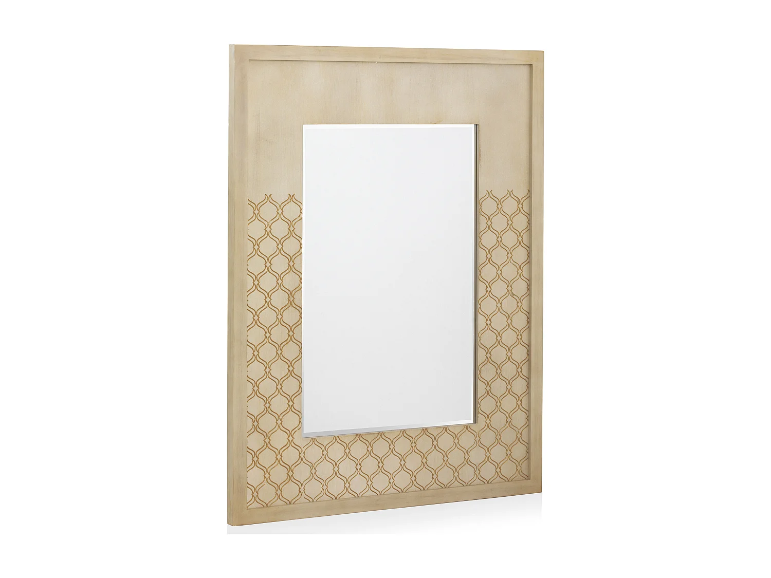 Miroir plaqué en chêne et de couleur beige