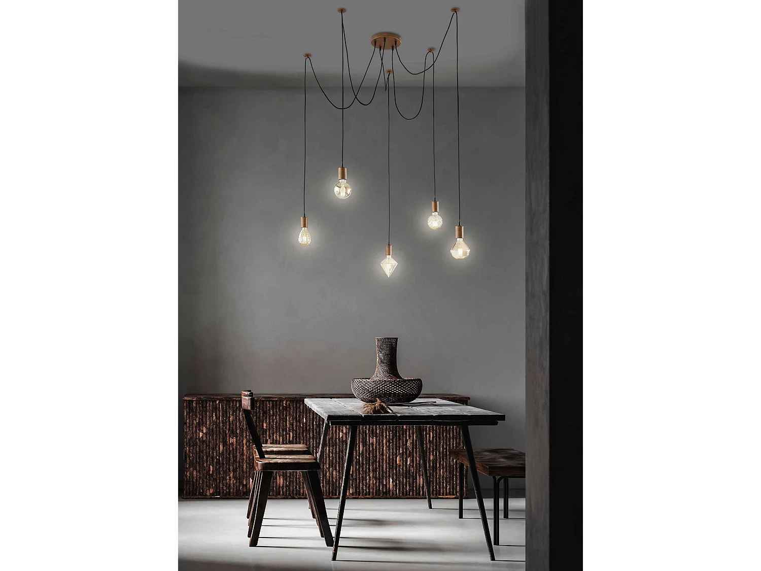 Suspension 5 fils Corde pendant