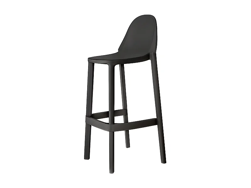 Tabouret de bar Piu, Plastique, Gris