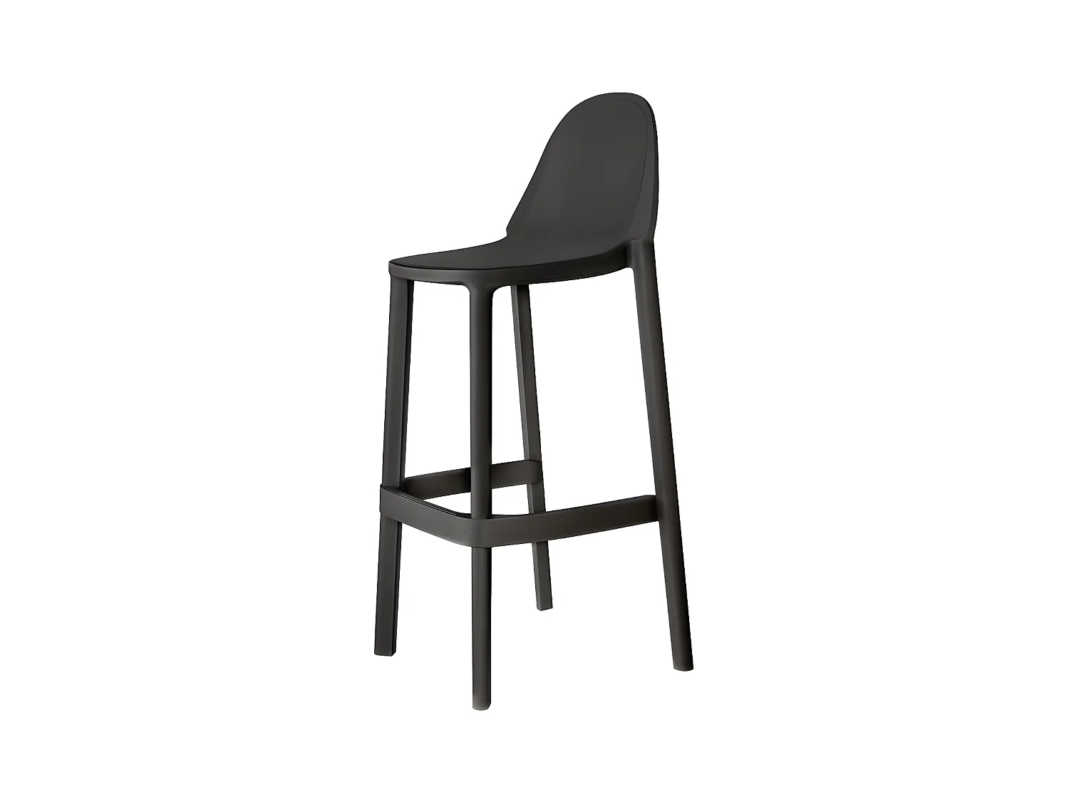 Tabouret de bar Piu, Plastique, Gris