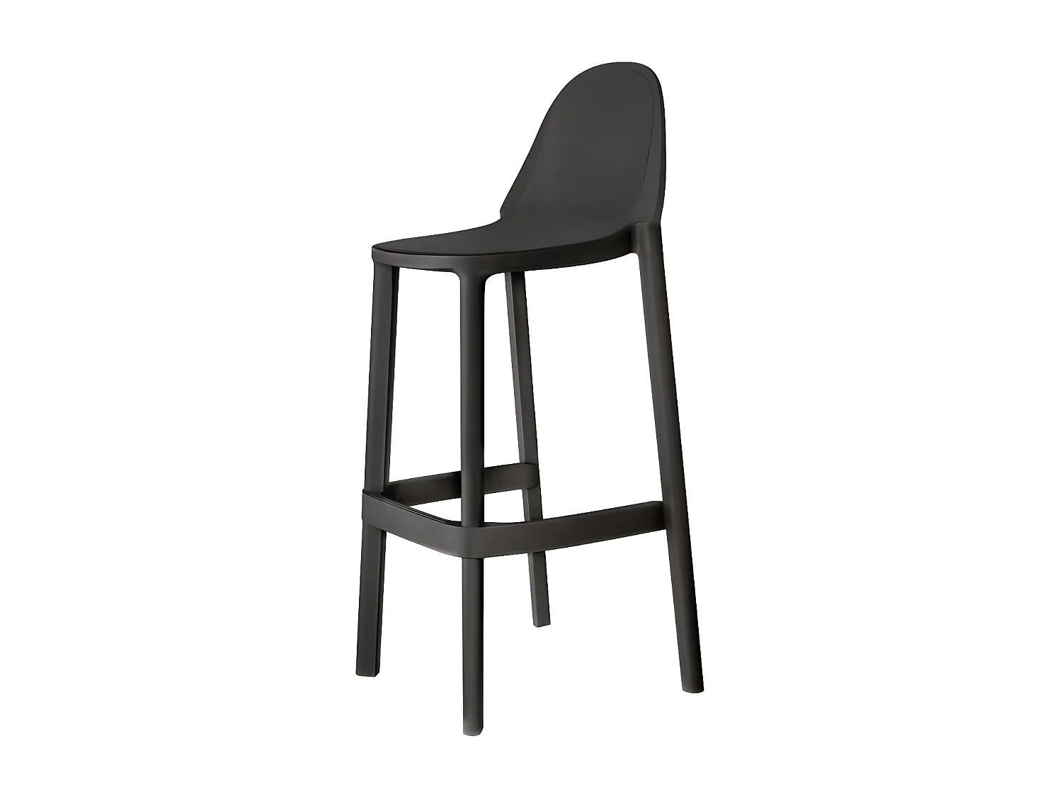 Tabouret de bar Piu, Plastique, Gris