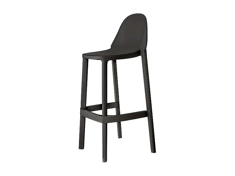 Tabouret de bar Piu, Plastique, Gris