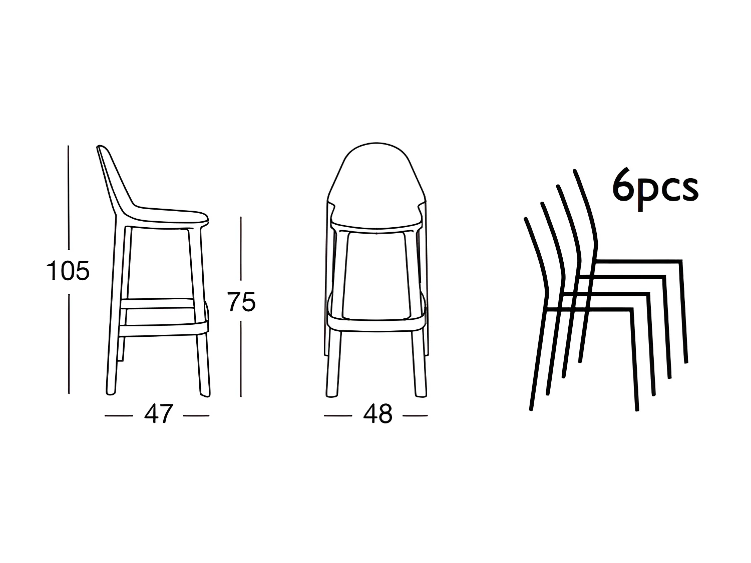Tabouret de bar Piu, Plastique, Blanc