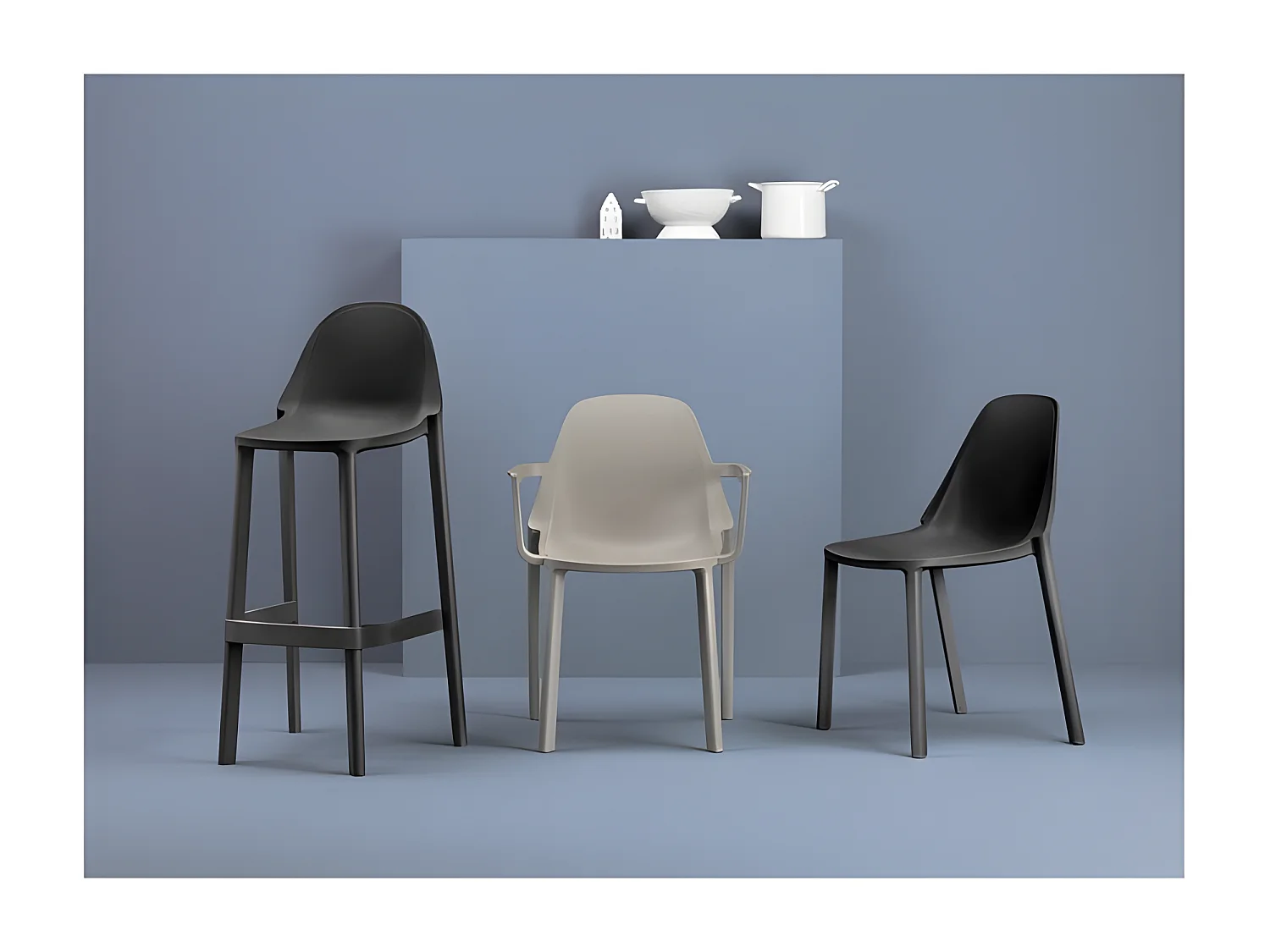 Fauteuil déco Piu, Plastique, Taupe