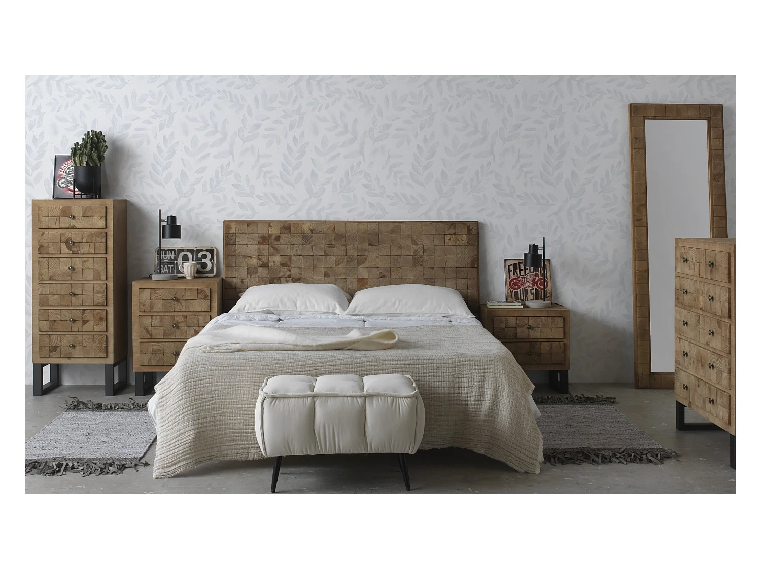 Cabezal chapado en madera de abeto 145x60 cm