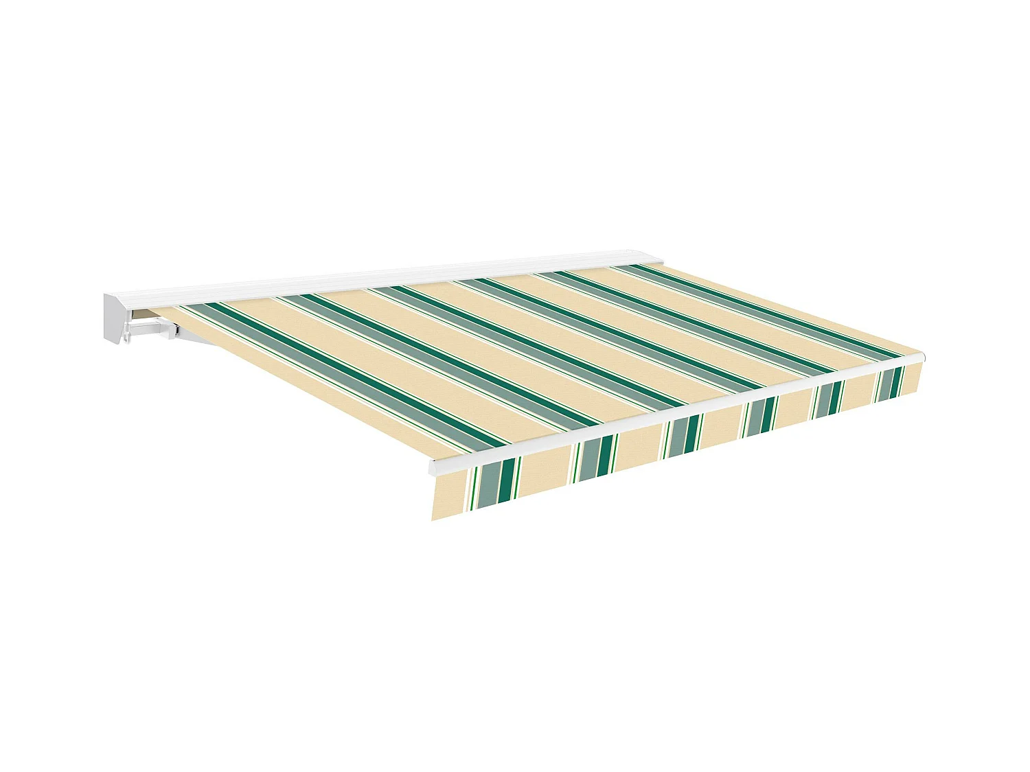 Wasabi - Toldo Enrollable 4x2,5 Beige/Verde – Estructura Semicofre Aluminio – Lona Acrílica UV – Inclinación Regulable – Manivela – Retráctil Terraza Jardín