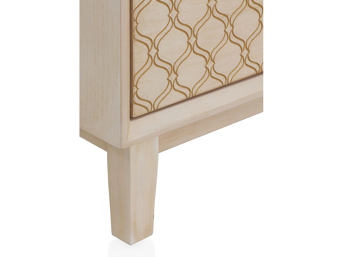 Mueble TV de 3 puertas chapado en madera de roble y color beige