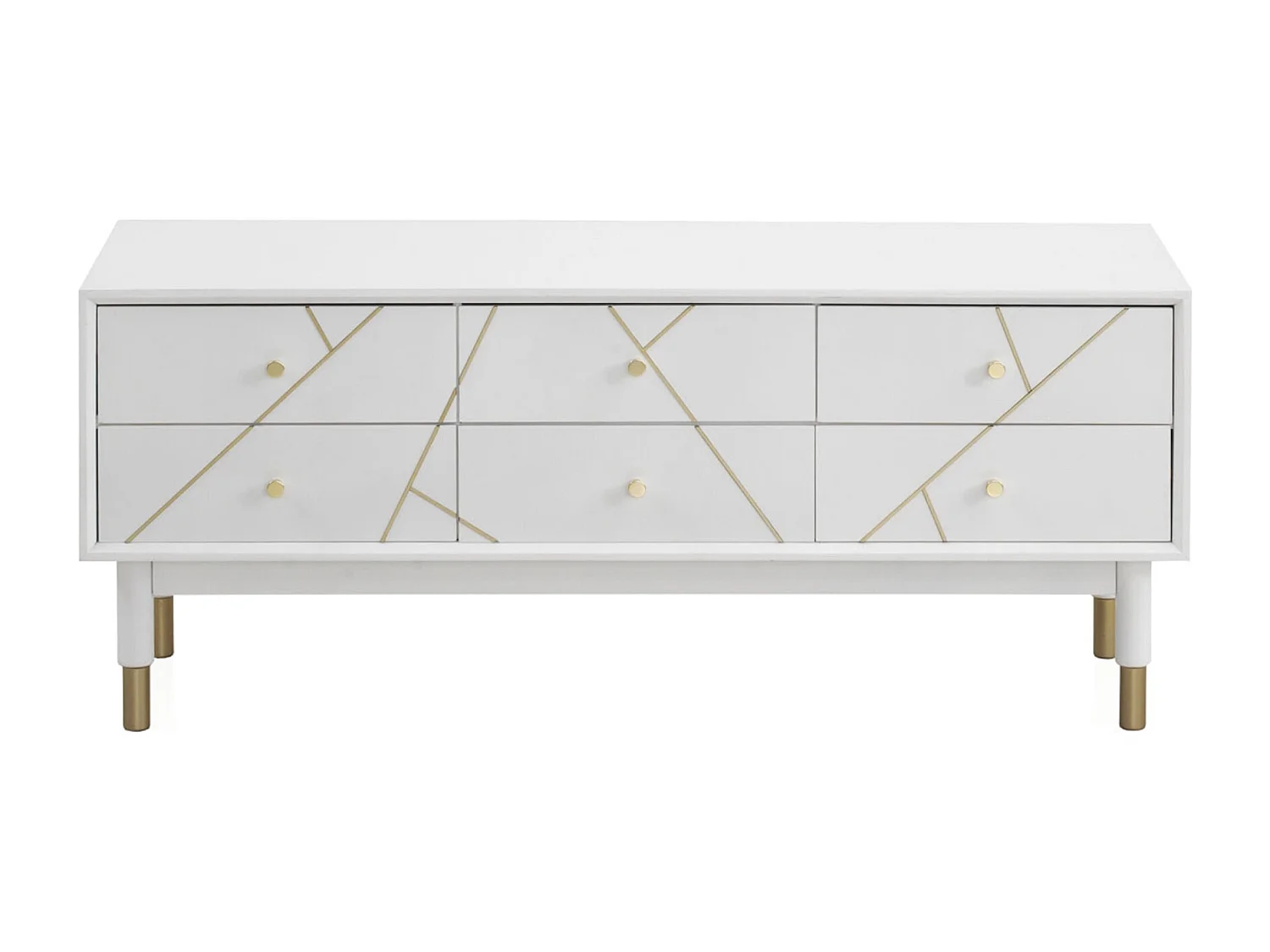 Mesa de TV com 6 gavetas lacadas a branco