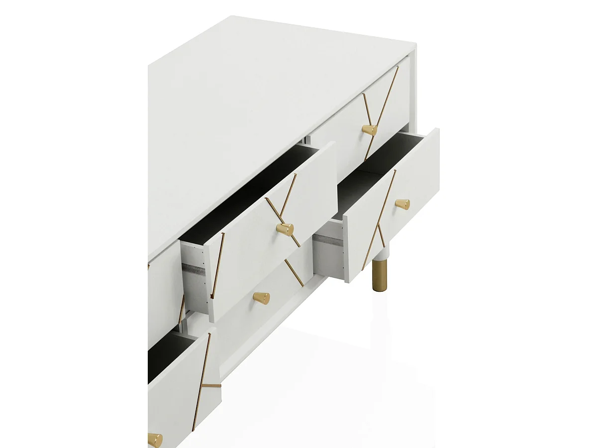 Mesa de TV com 6 gavetas lacadas a branco