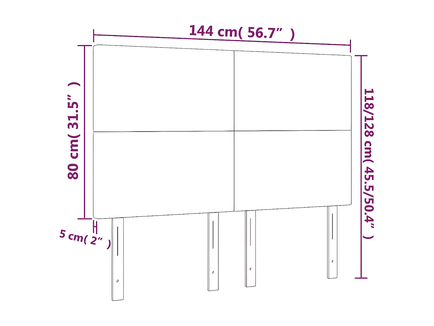 Tête de lit à LED Taupe 144x5x118/128 cm Tissu