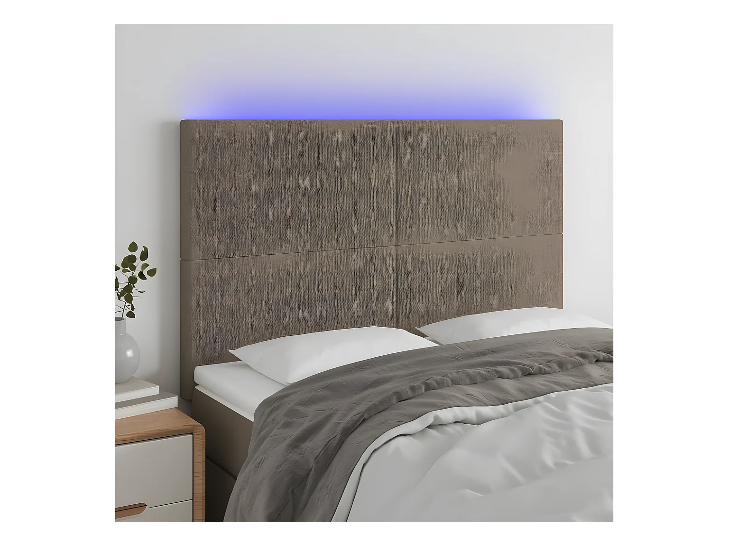Tête de lit à LED Taupe 144x5x118/128 cm Tissu
