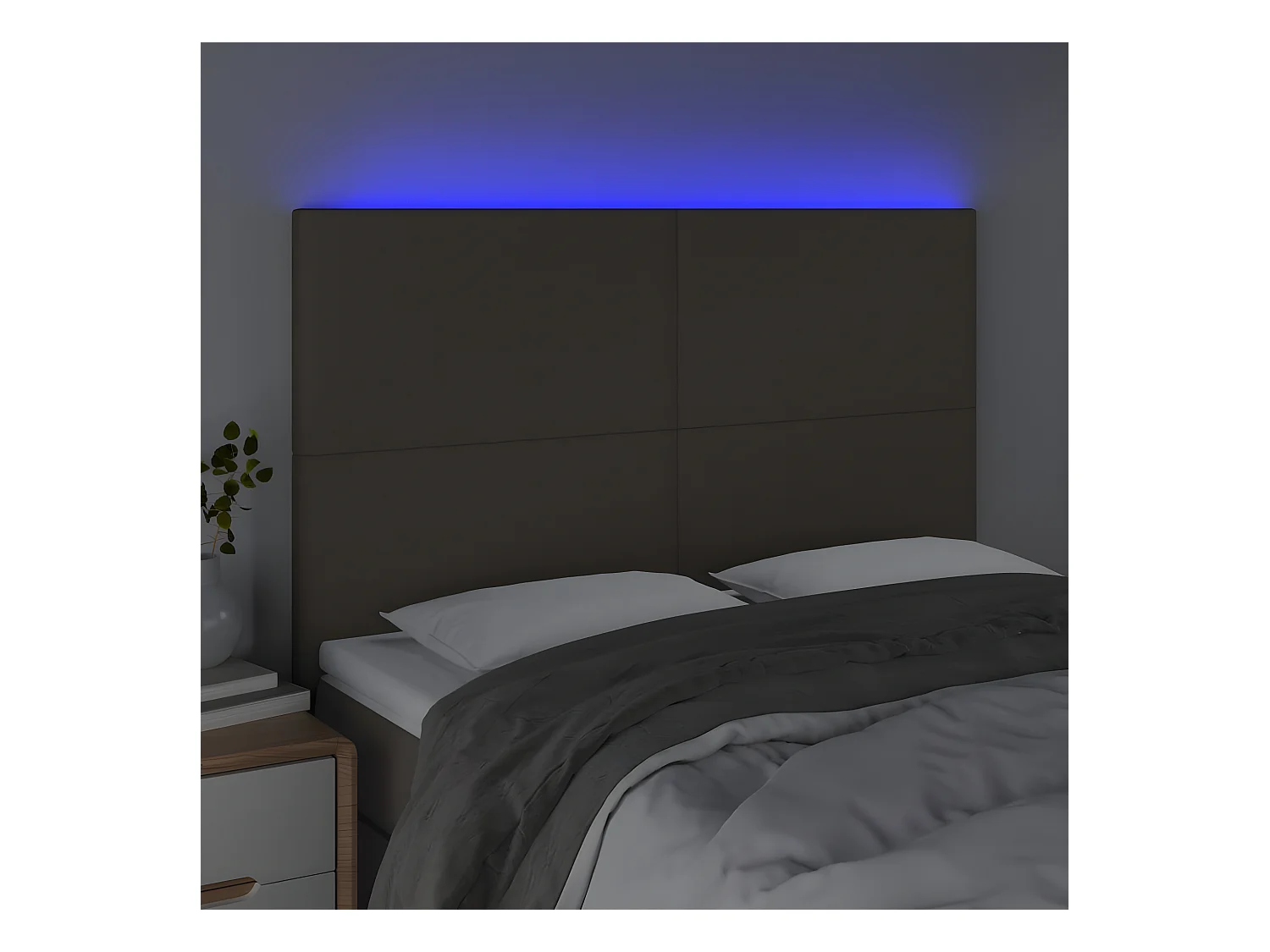 Tête de lit à LED Taupe 144x5x118/128 cm Tissu